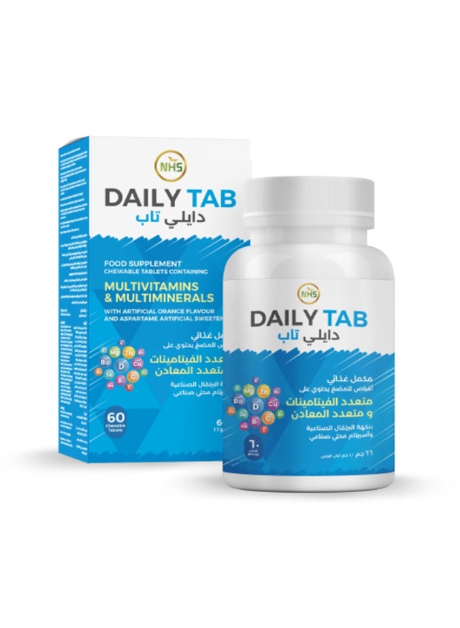 NHS Daily Tab Multivitamins & Minerals Orange Flavor - 60 Chewable Tablets